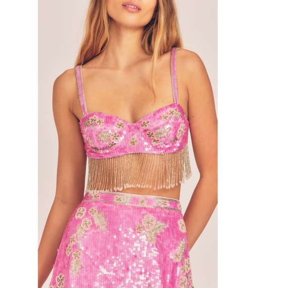 Maeva Crop Top - Raspberry Sparkle 4 / Kalasie Mini Skirt - Raspberry Sparkle 0 - Picture 3 of 10